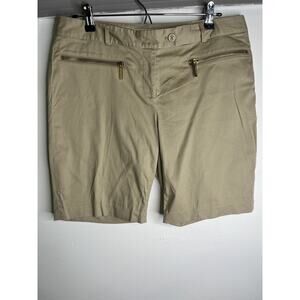 Michael Kors Bermuda Shorts Womens Size 10 Khaki Beige Pockets Flat Front Casual
